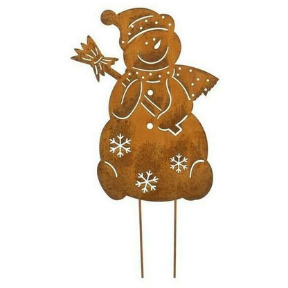Roststecker Schneemann Gartendekoration