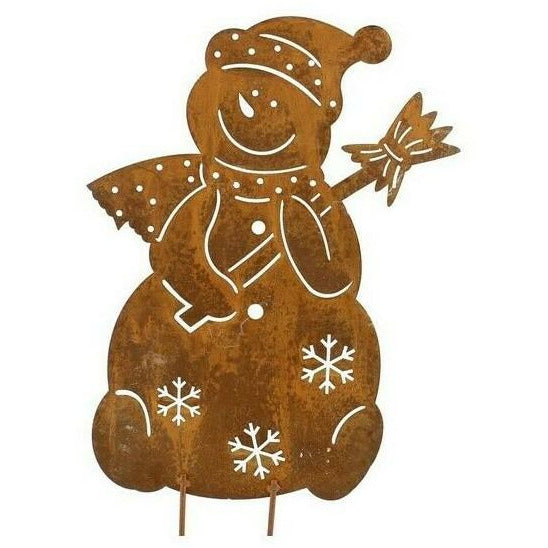 Roststecker Schneemann Gartendekoration
